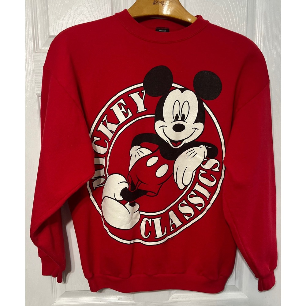 Vintage 90s Mickey Unlimited Jerry‎ Leigh Classics Red Sweatshirt Disney XL USA